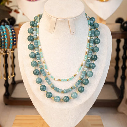 Wholesale 3-Piece Layered Gemstone Necklace Set | 3 Colors | MOQ 1 Set