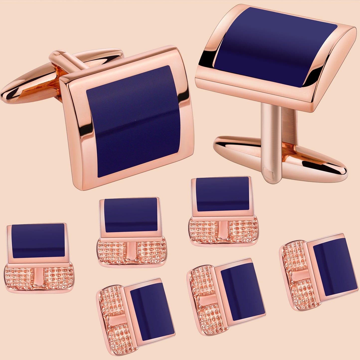 HAWSON Square-Shaped Mother of Pearl Cufflinks and Studs for Men