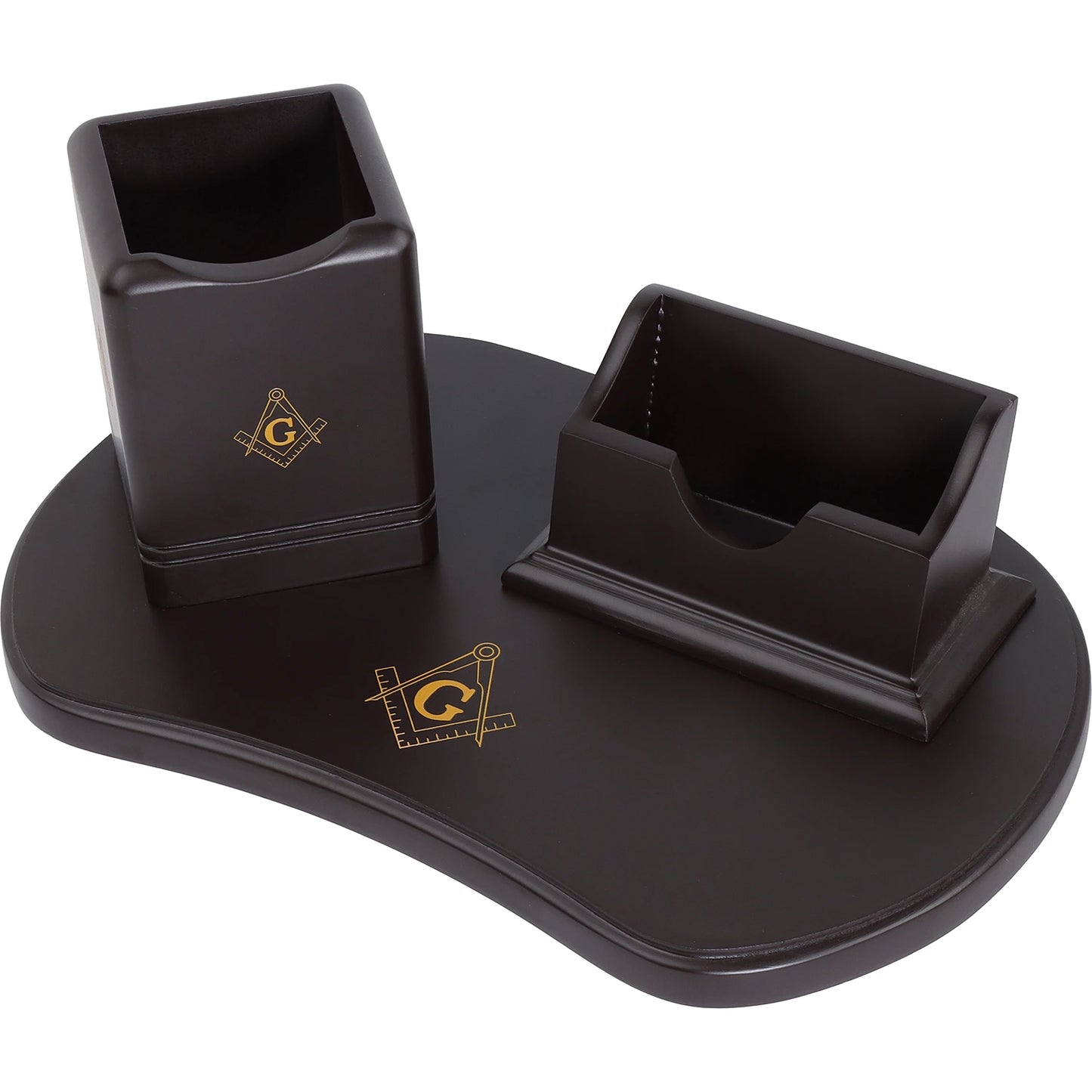Masonic Wooden Desk Organizer | Pen Holder & Business Card Holder Set for Freemason