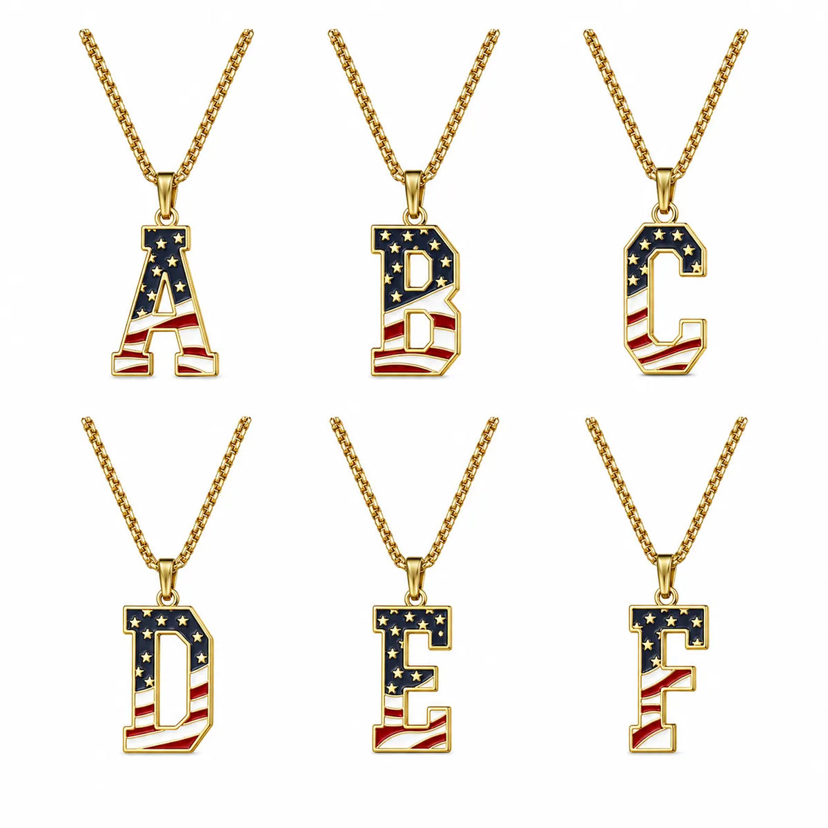 A–Z American Flag Necklace | 2 colors | Mix & Match
