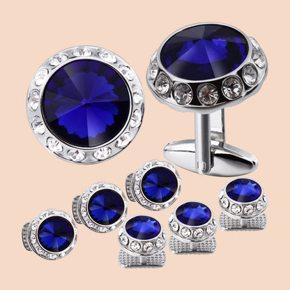 HAWSON Crystal Cufflinks and Studs Set for Men