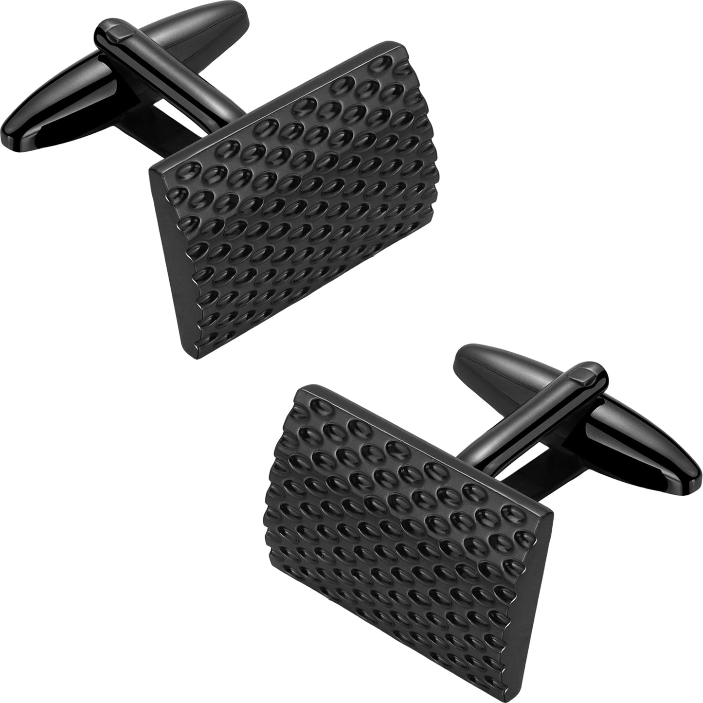 HAWSON Rectangular Grid Gunmetal Black Cufflinks – Brass