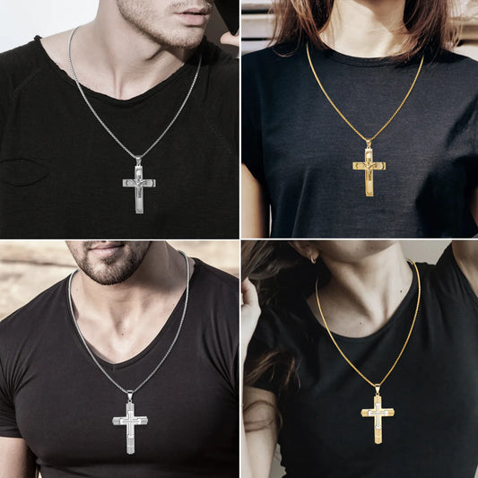 6Pcs Cross Pendant Necklace Set with Stainless Steel Chain