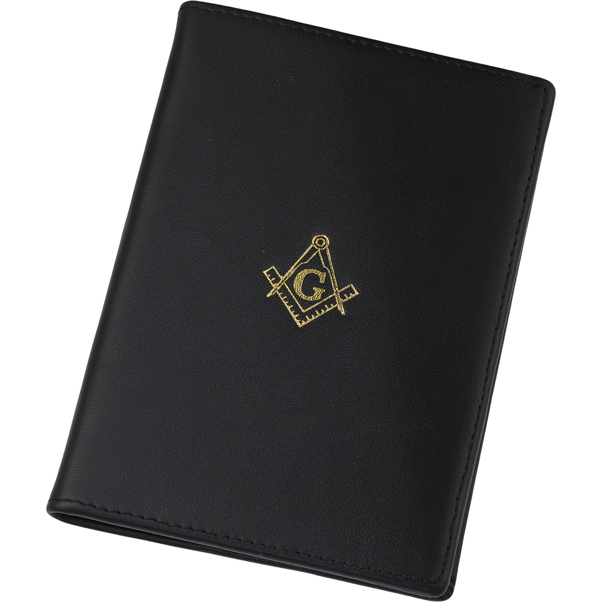 Black Genuine Leather Masonic Passport Cover | Travel ID Holder Wallet
