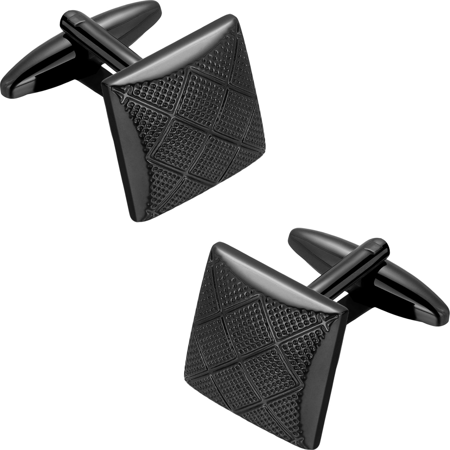 Men's Gunmetal Diamond Grid Cufflinks | Industrial Texture