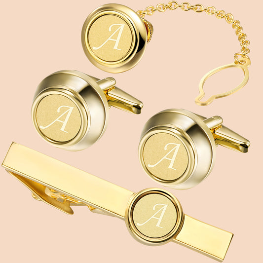 HAWSON Gold Tone Initial Suit Accessories Set