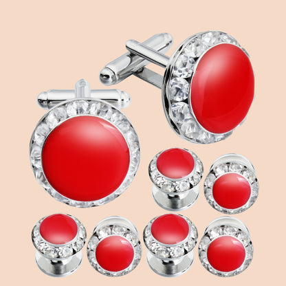 HAWSON Crystal Cufflinks and Studs Sets for Men