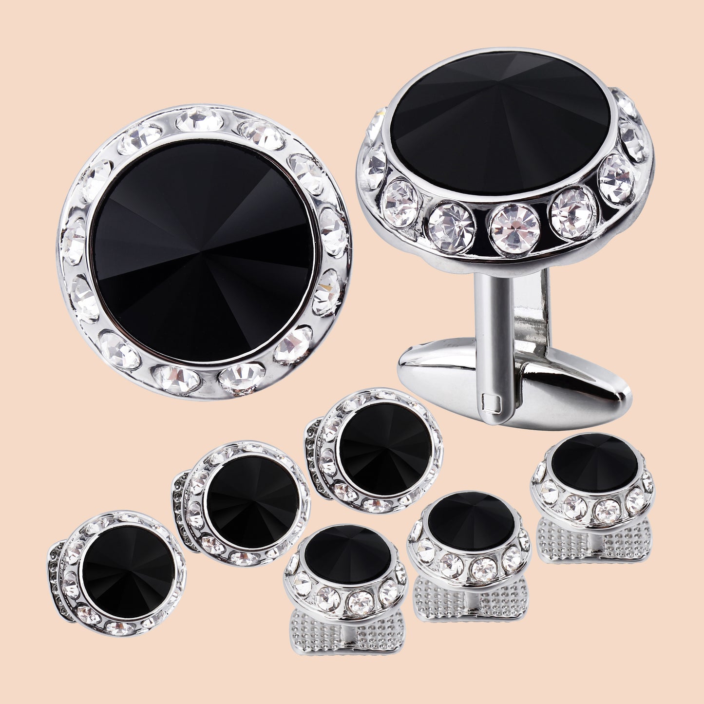 HAWSON Crystal Cufflinks and Studs Set for Men