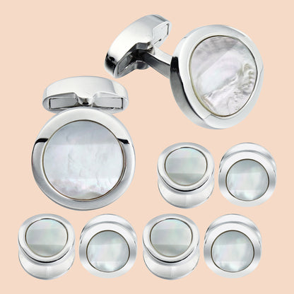 HAWSON Mother of Pearl Cufflinks and Studs Set for Men