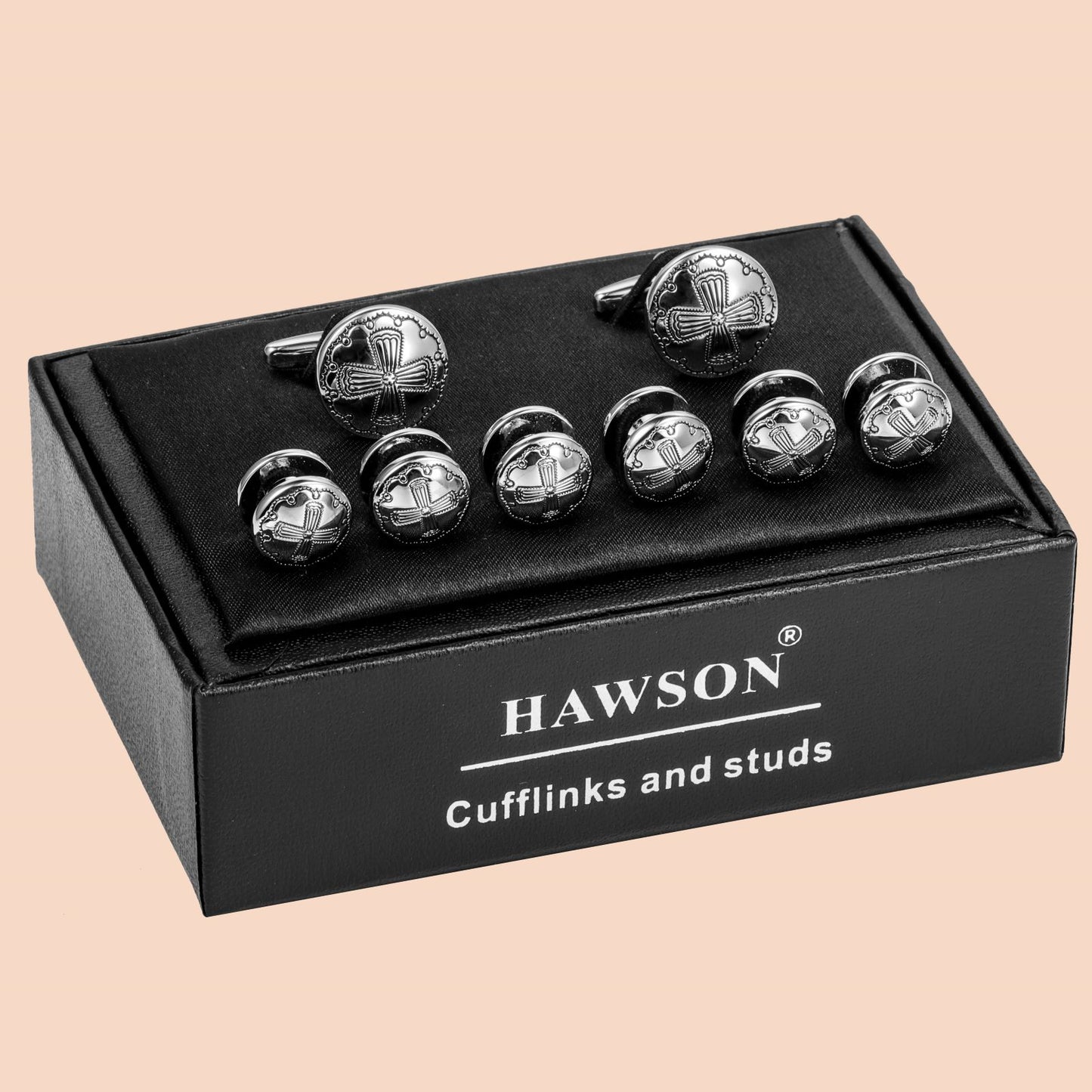 HAWSON Retro Style Cufflinks and Studs Set for Men