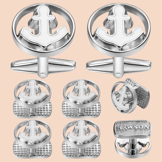 HAWSON Anchor Cufflinks and Studs Set for Men