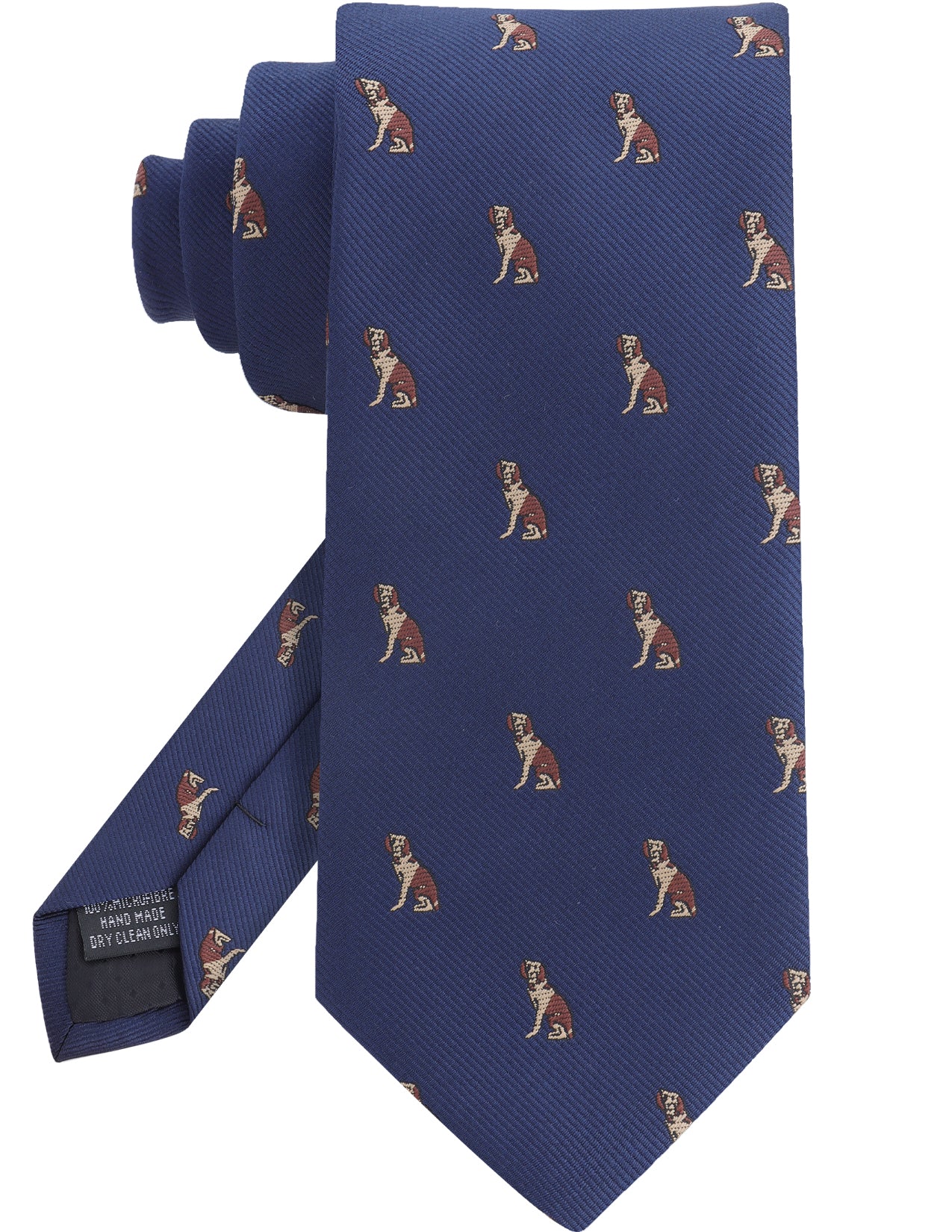 Navy Blue Dog Print Silk Tie - 59" Length 3" Width Men's Formal Business Wedding Necktie, Fits Four-in-Hand/Windsor/Half-Windsor Knots, Stylish Accessory for Daily/Business/Wedding Occasions