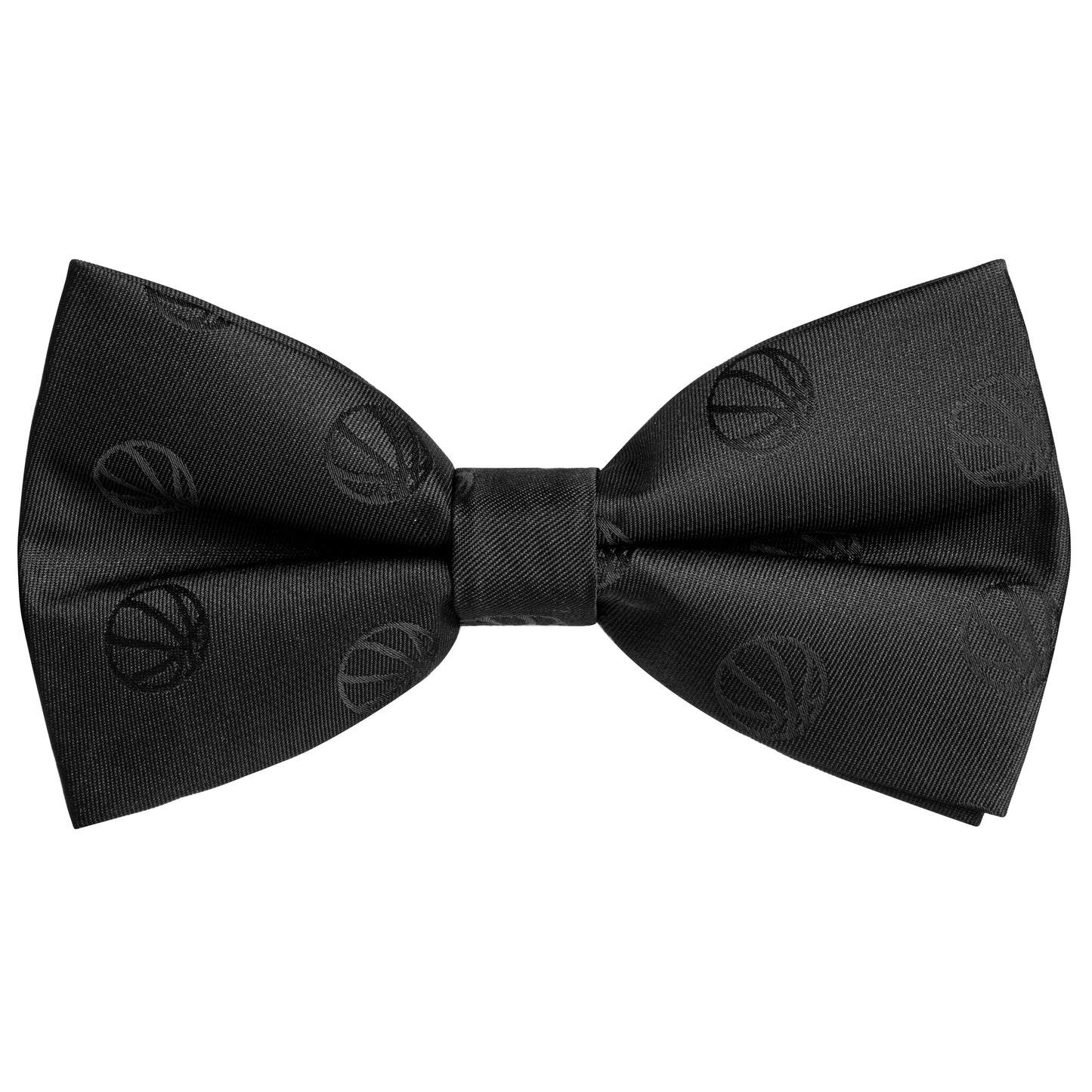 Black Jacquard Basketball Pattern Pre-Tied Bow Tie Adjustable Formal Bowtie for Men