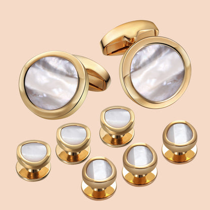 HAWSON Mother of Pearl Cufflinks and Studs Set for Men