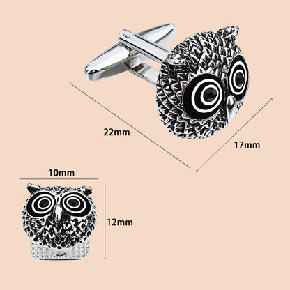 HAWSON Novelty Owl Cufflinks and Studs Set for Men