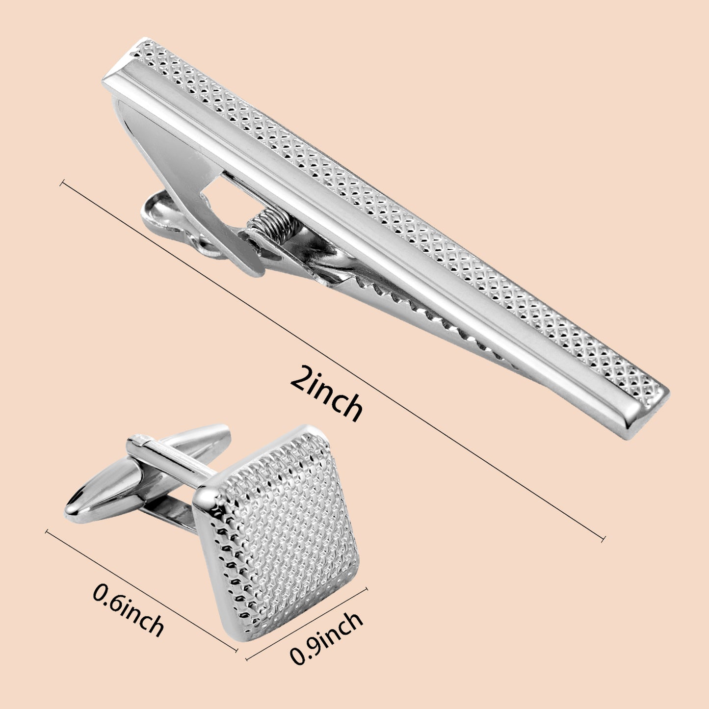 HAWSON Metal Cufflinks and Tie Clip for Men