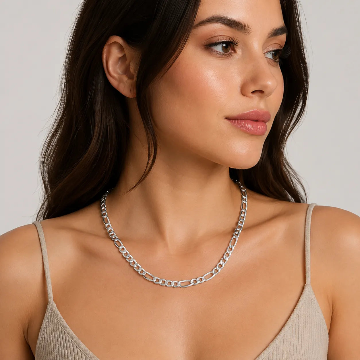 Wholesale Silver Stainless Steel Figaro Chain Necklace