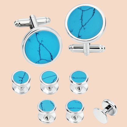 HAWSON  Elegant Stone Cufflinks and Studs Set for Men