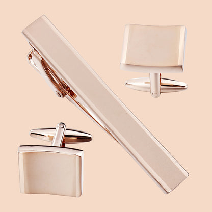 HAWSON Metal Shiny Cufflinks and Tie Clip Set