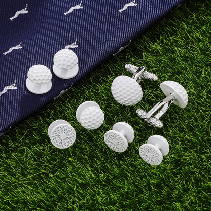 Golf cufflinks and studs for men