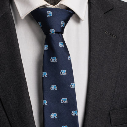 Elephant Embroidered Tie