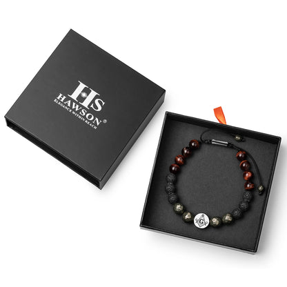 Masonic Natural Stone Beaded Bracelet