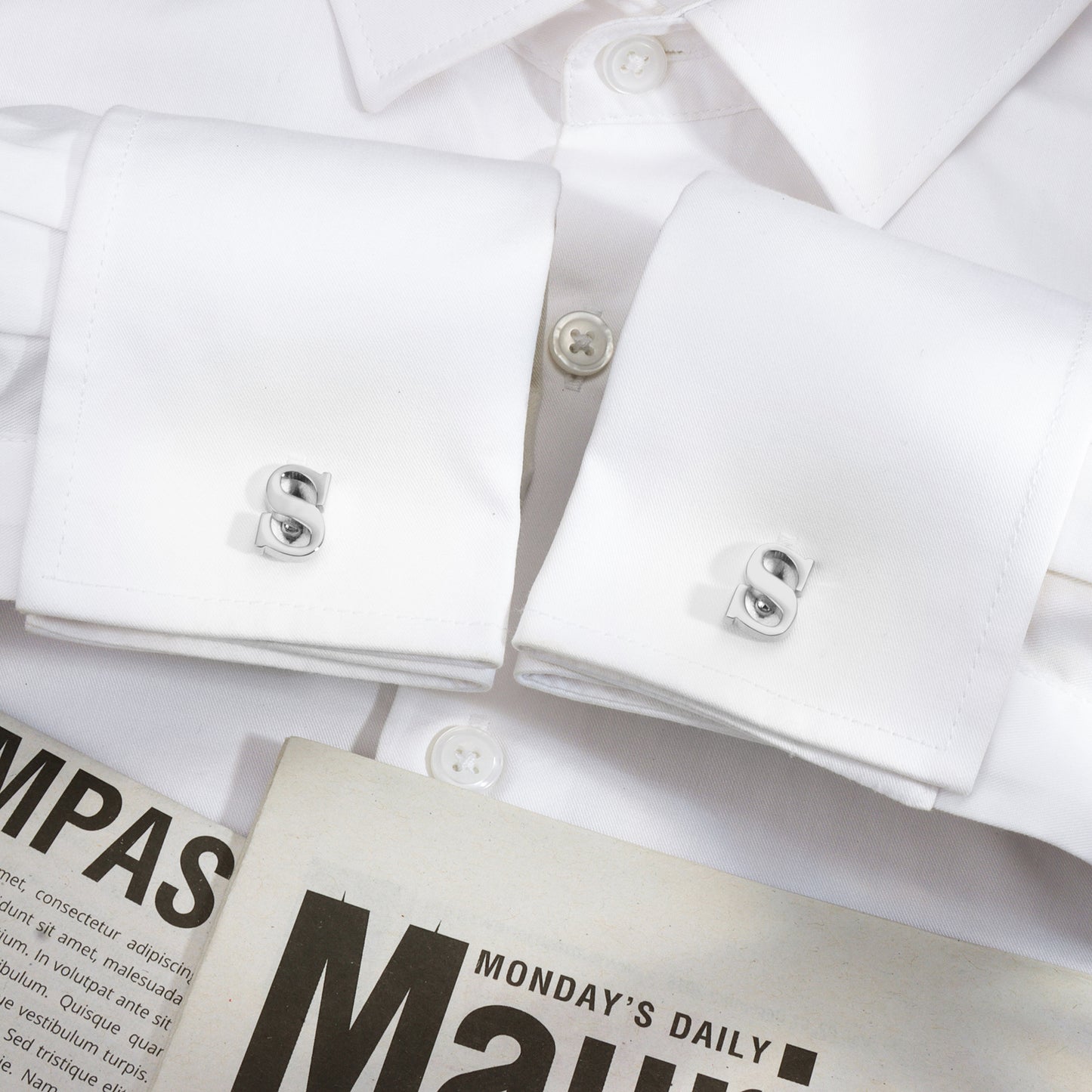 HAWSON Siver Tone Initial Cufflinks for Men