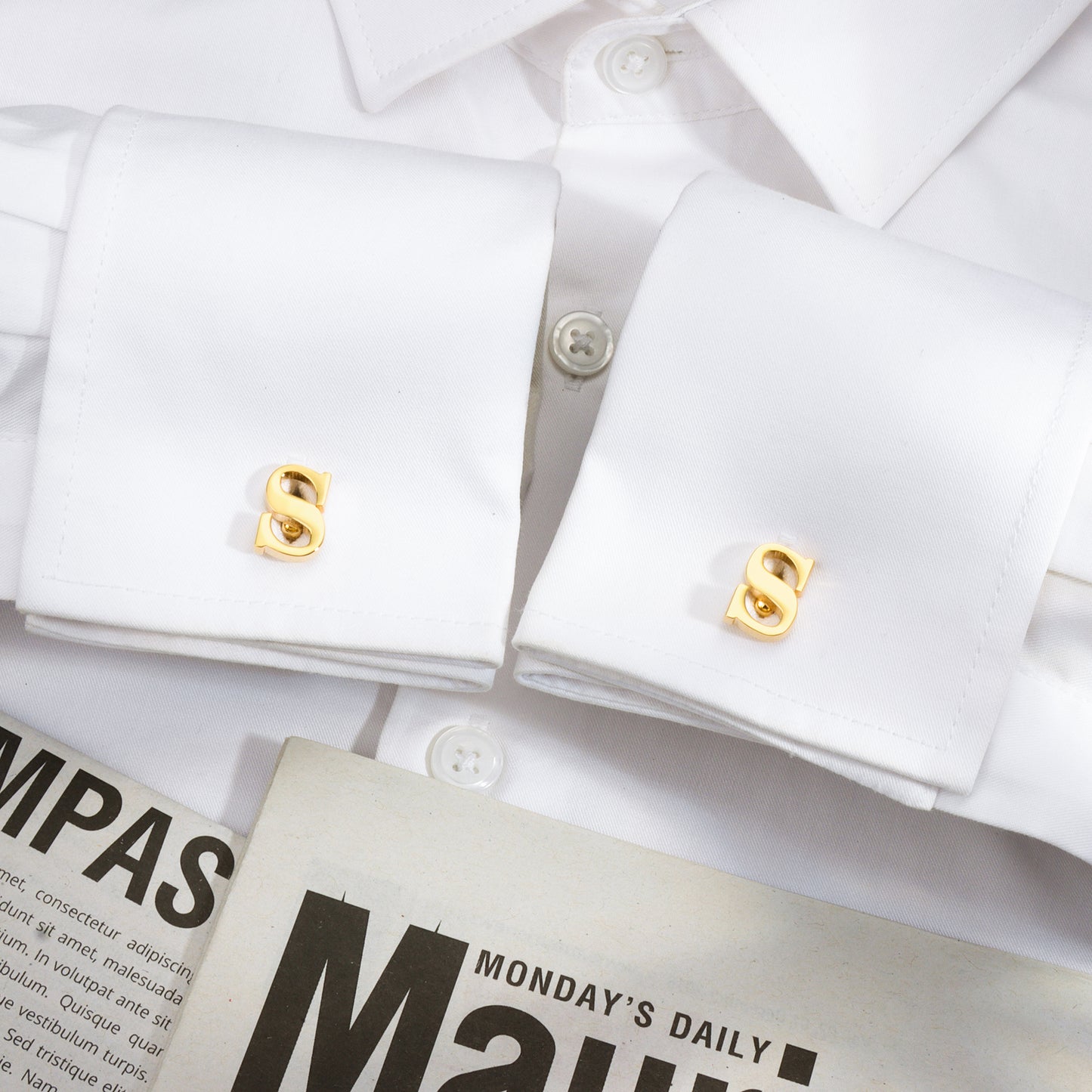 HAWSON Gold Tone Initial Cufflinks for Men