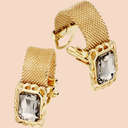 HAWSON Gray Crystal Cufflinks with Chain