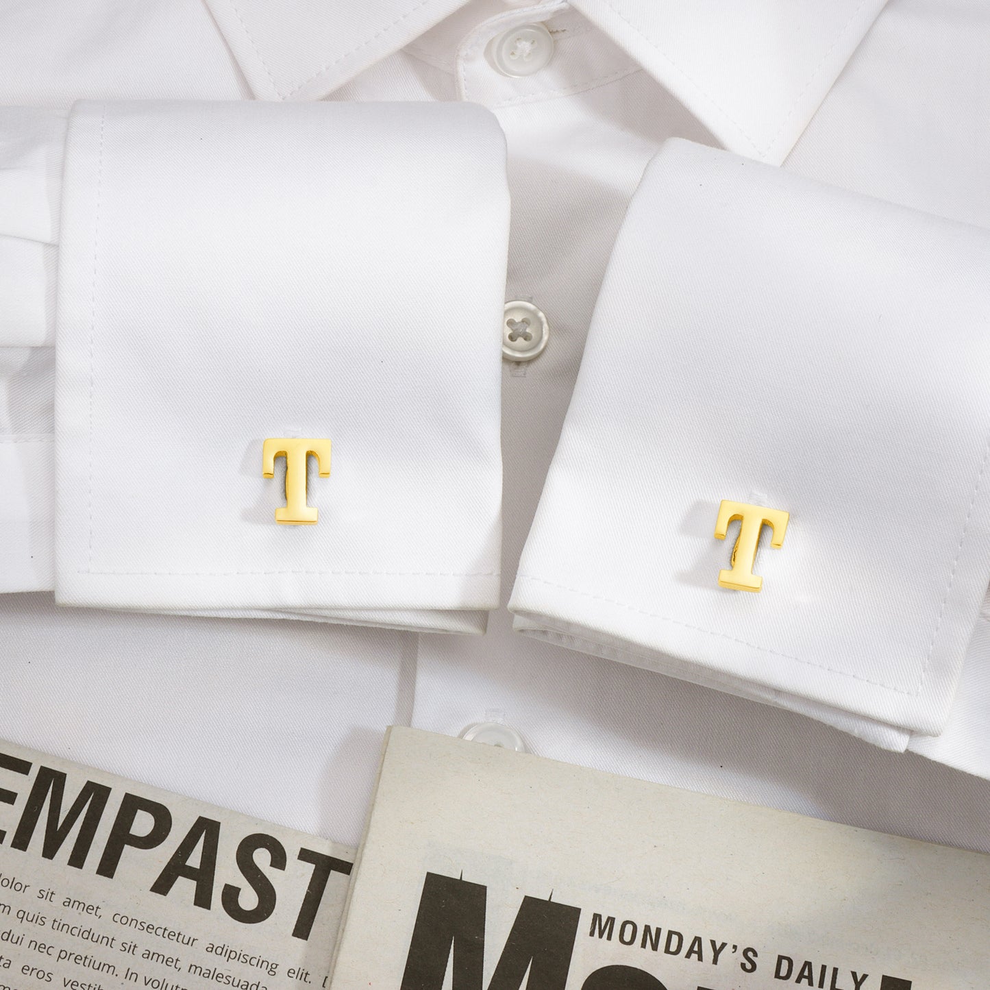 HAWSON Gold Tone Initial Cufflinks for Men