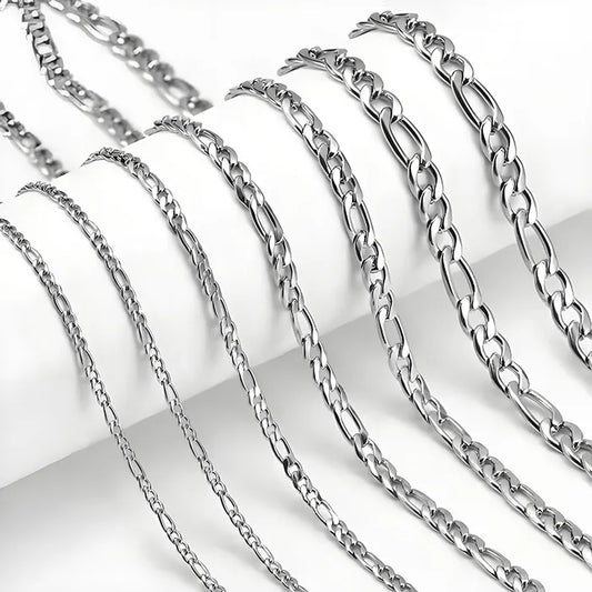 Wholesale Silver Stainless Steel Figaro Chain Necklace