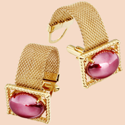 HAWSON Artificial Pearl Cufflinks with Chain