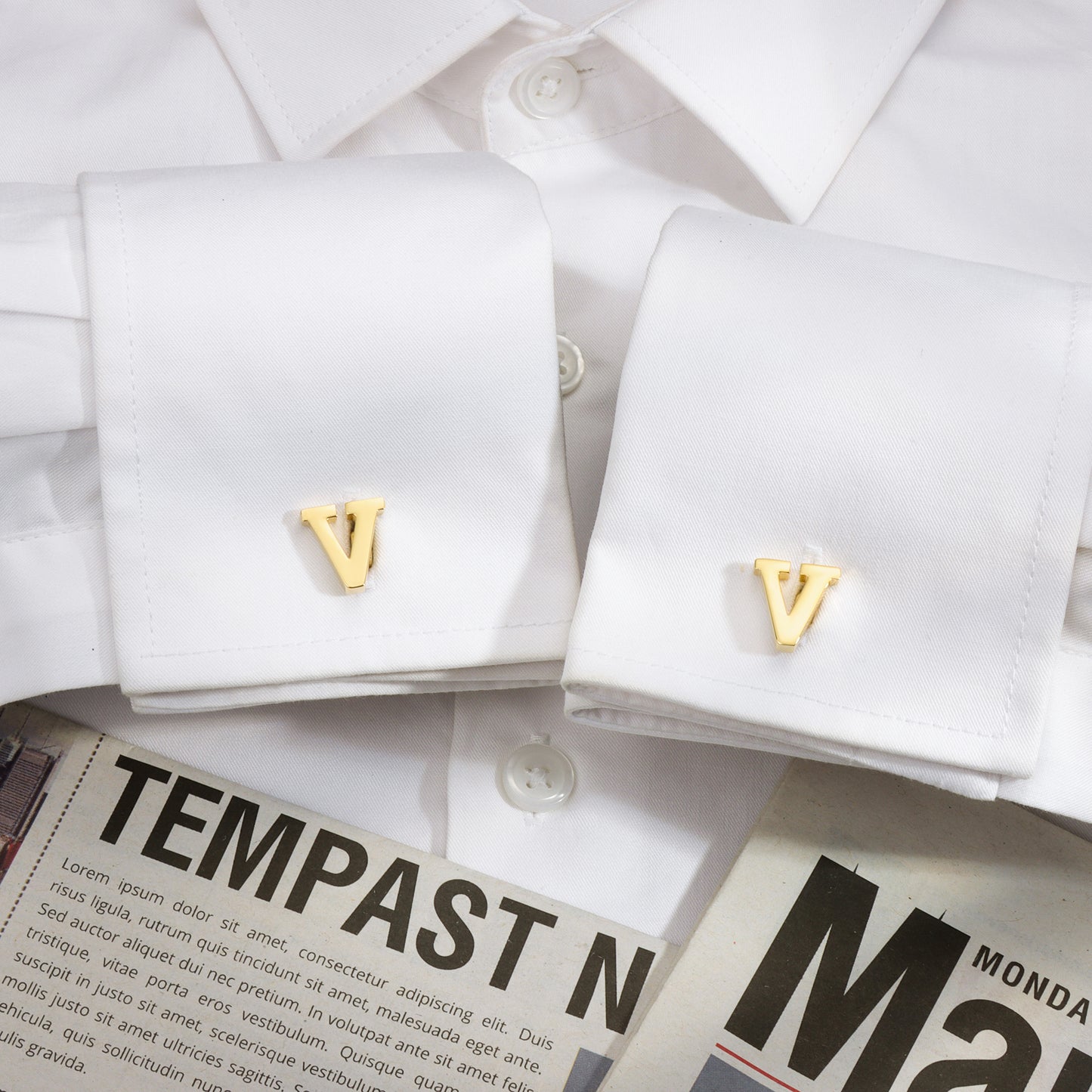 HAWSON Gold Tone Initial Cufflinks for Men