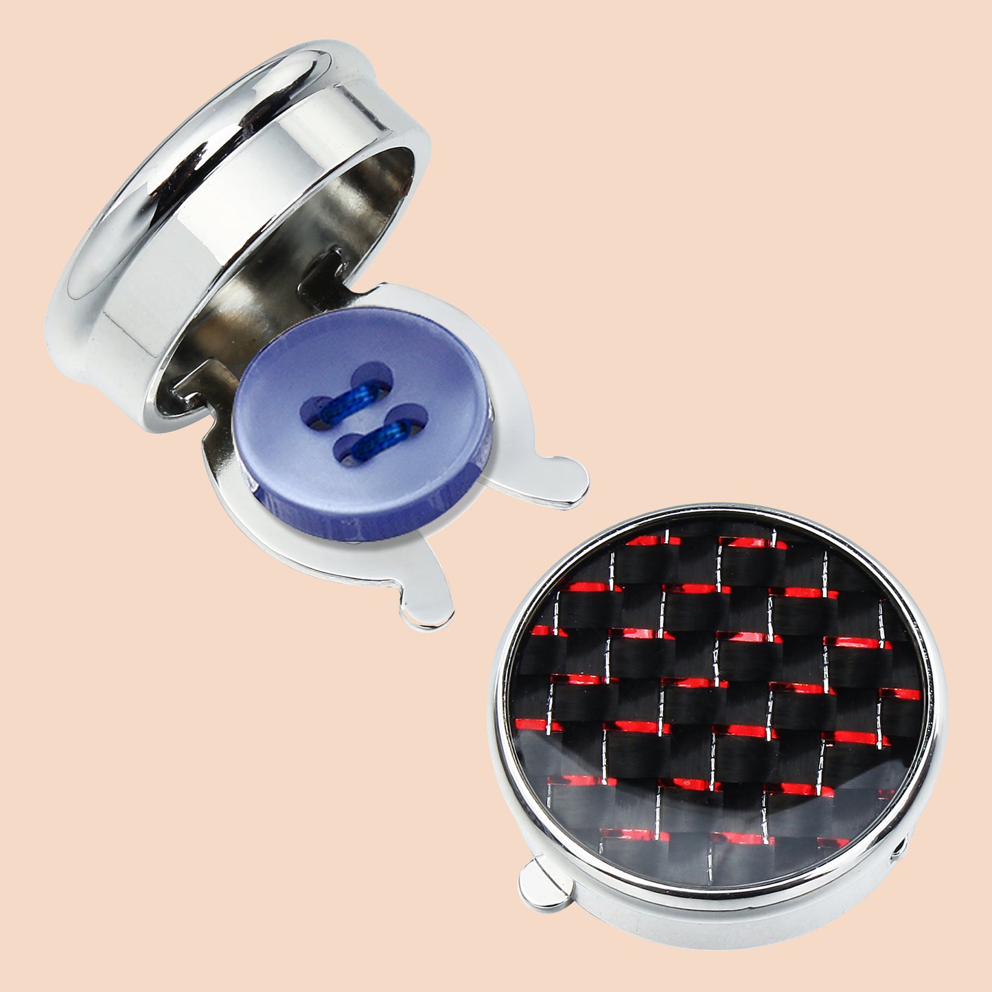 HAWSON Round Carbon Fiber Cufflinks for Men