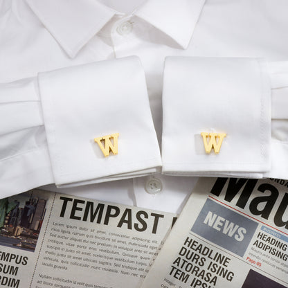 HAWSON Gold Tone Initial Cufflinks for Men