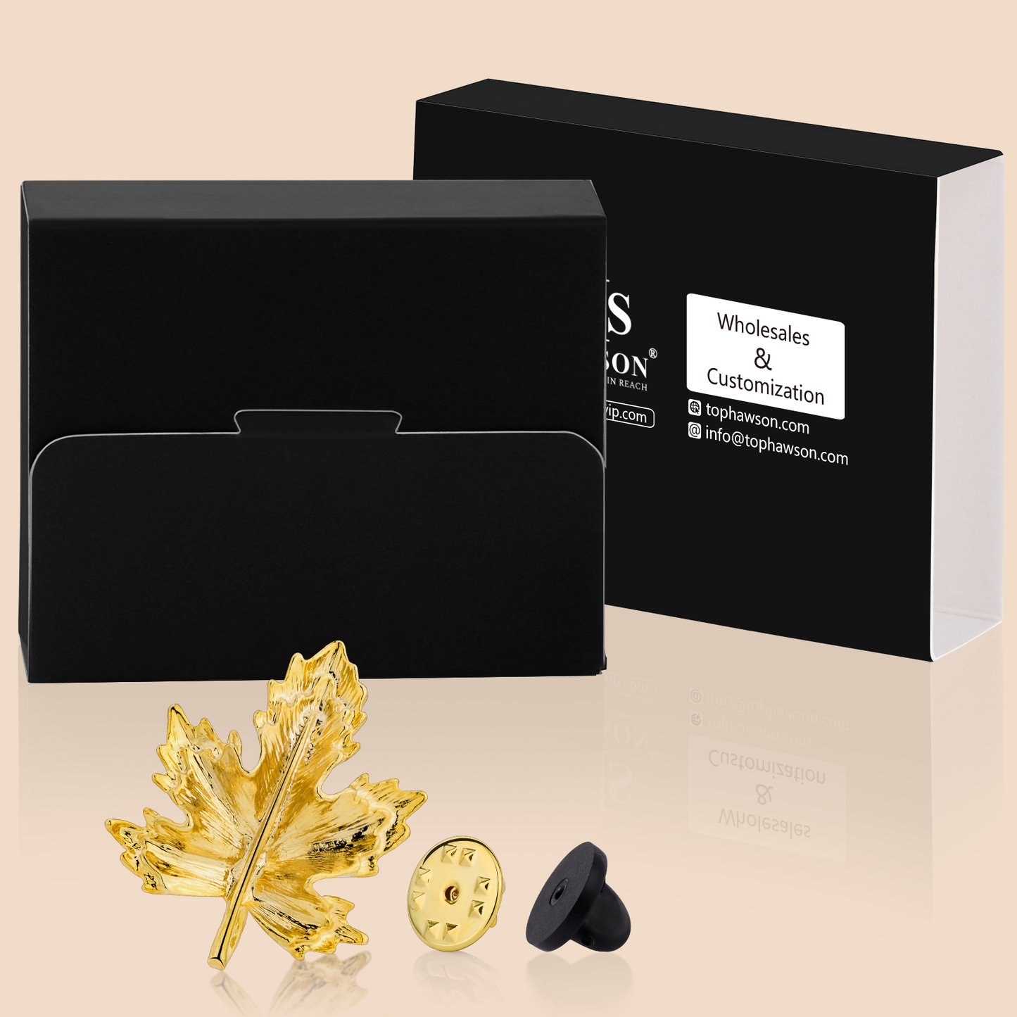 HAWSON 18K Gold Tone Maple Leaves Lapel Pin for Men Women