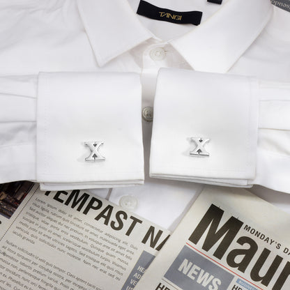 HAWSON Siver Tone Initial Cufflinks for Men