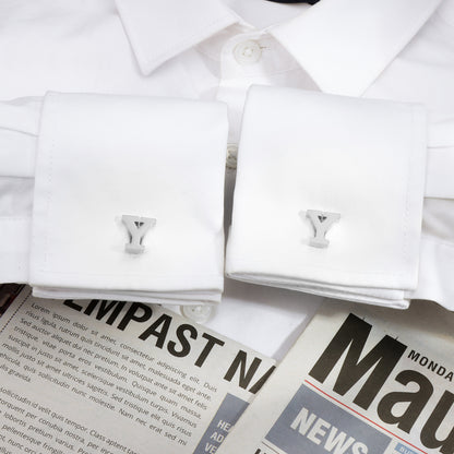 HAWSON Siver Tone Initial Cufflinks for Men