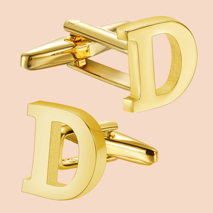 HAWSON Gold Tone Initial Cufflinks for Men