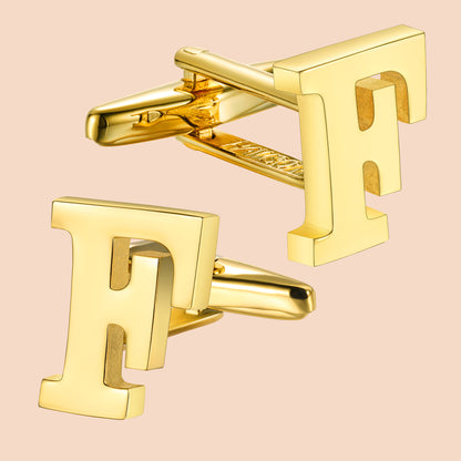 HAWSON Gold Tone Initial Cufflinks for Men