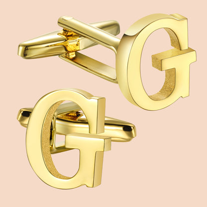 HAWSON Gold Tone Initial Cufflinks for Men