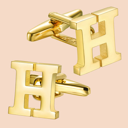 HAWSON Gold Tone Initial Cufflinks for Men