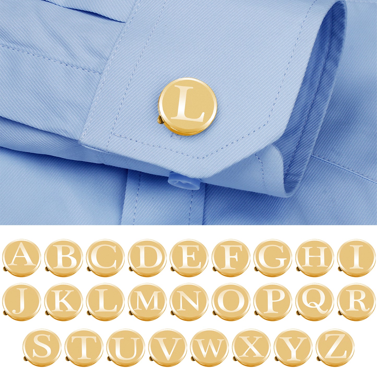 HAWSON Personalized Letter Cufflinks Custom Initials button