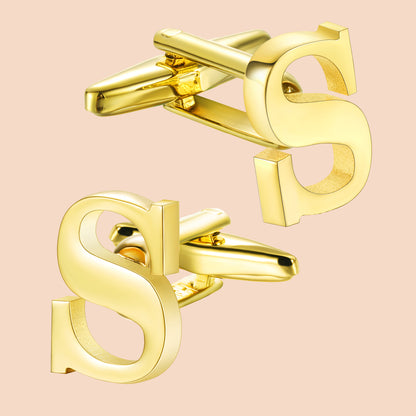 HAWSON Gold Tone Initial Cufflinks for Men