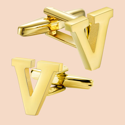 HAWSON Gold Tone Initial Cufflinks for Men