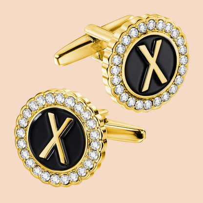 HAWSON Gold Tone Initial Cufflinks for Men