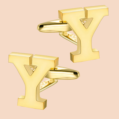 HAWSON Gold Tone Initial Cufflinks for Men