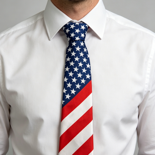 American Flag Stripe Necktie | Patriotic Red White Blue Tie