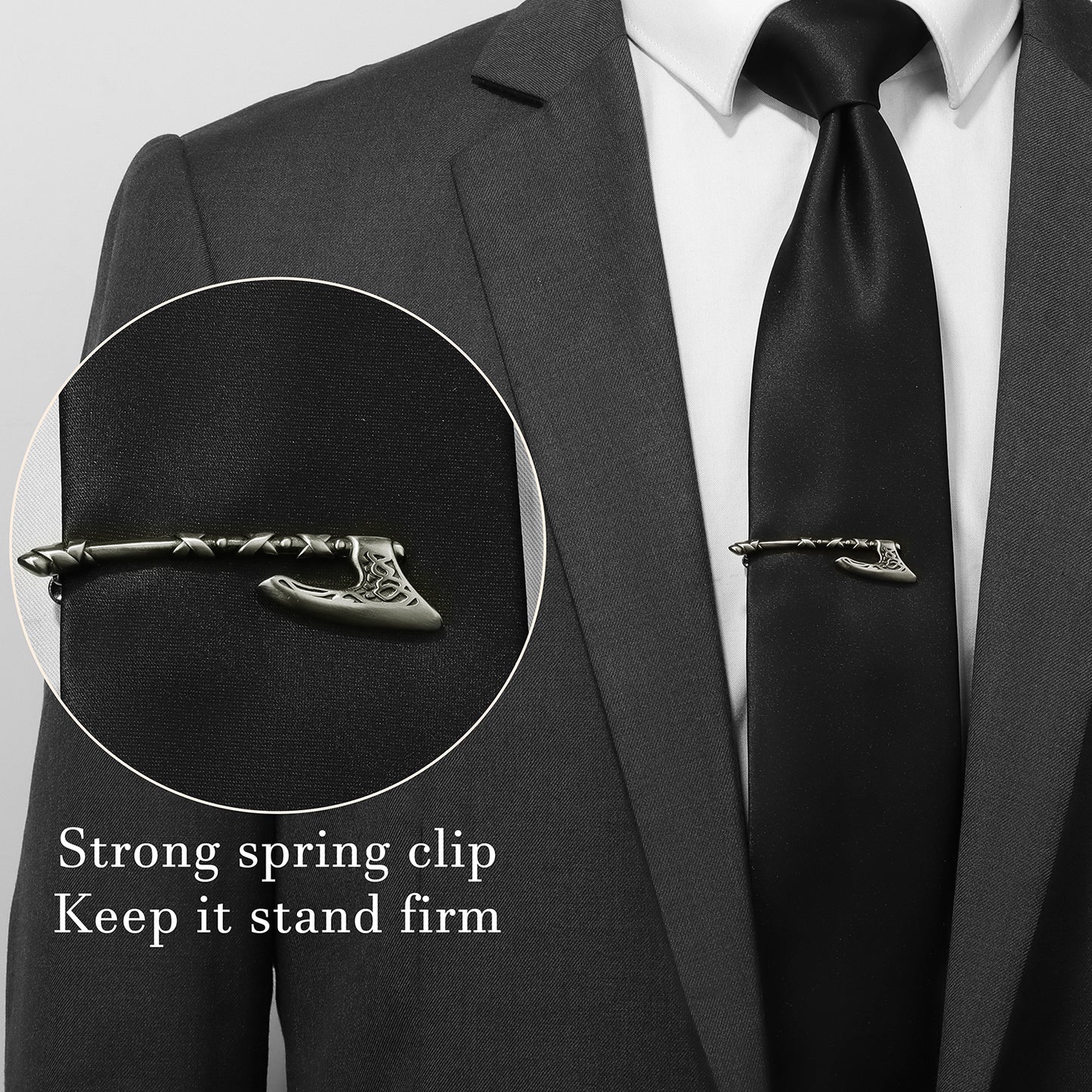 Viking Axe Tie Clip | 2 Inch Brass Norse Celtic Knot Tie Bar