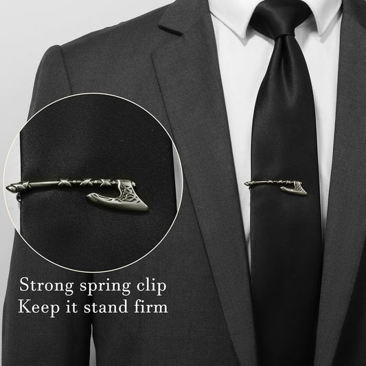 Viking Axe Tie Clip | 2 Inch Brass Norse Celtic Knot Tie Bar